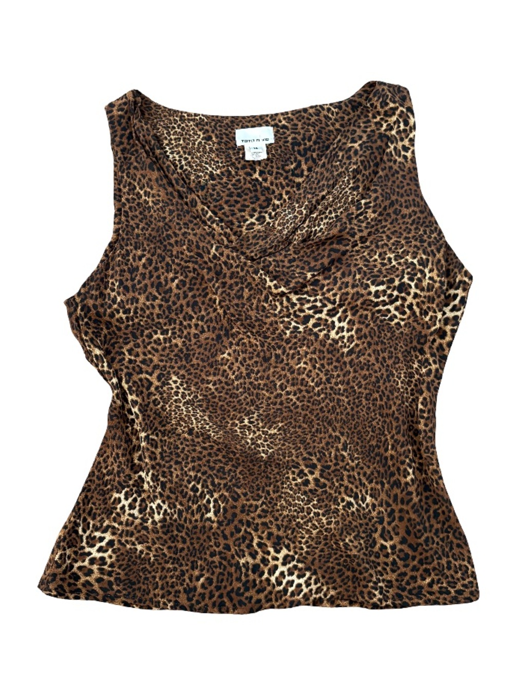 Vintage Y2K 90s Cowl Neck Leopard Print Tank Top Size 14